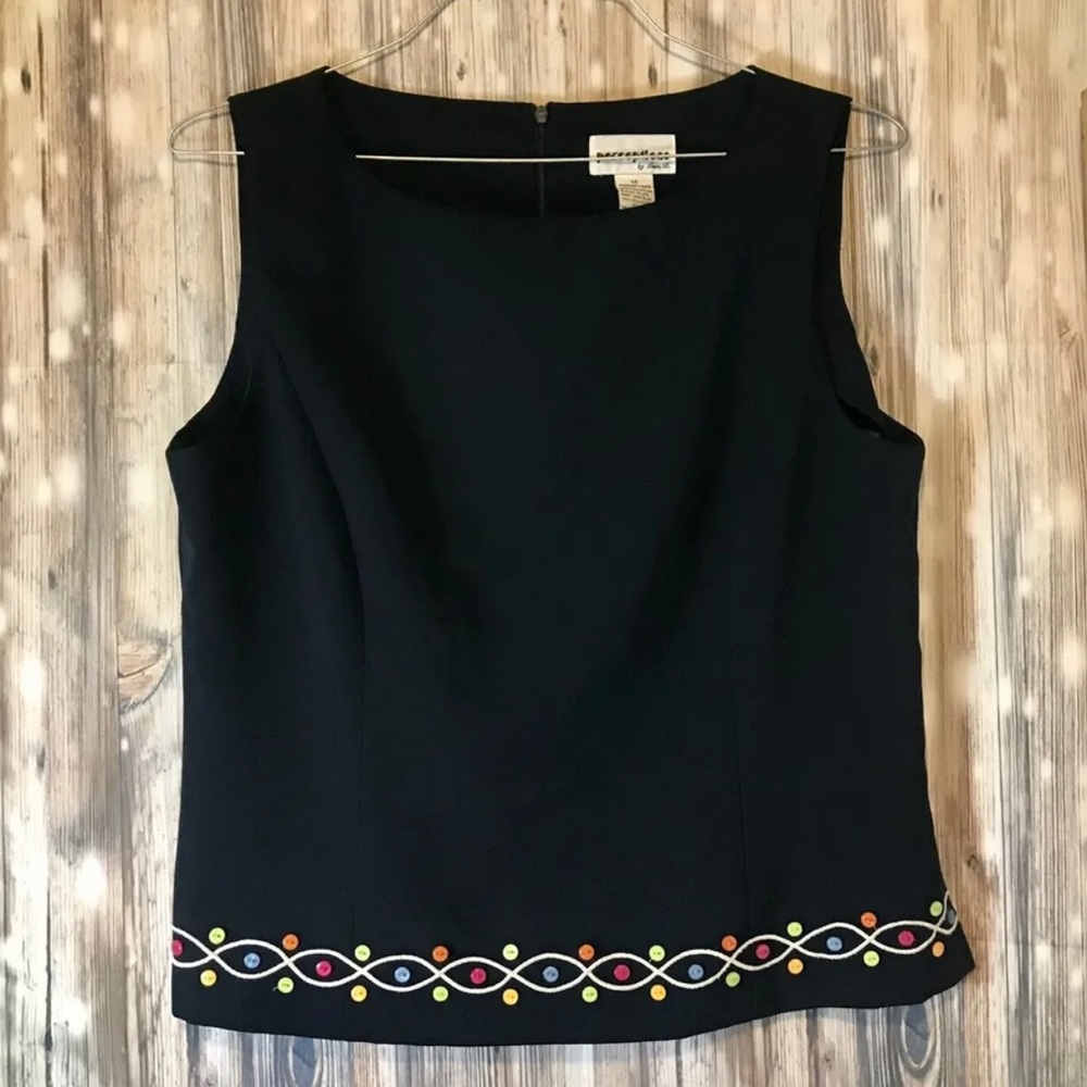 Perceptions By Irene B Womens Sleeveless Navy Blue Top Size 14
